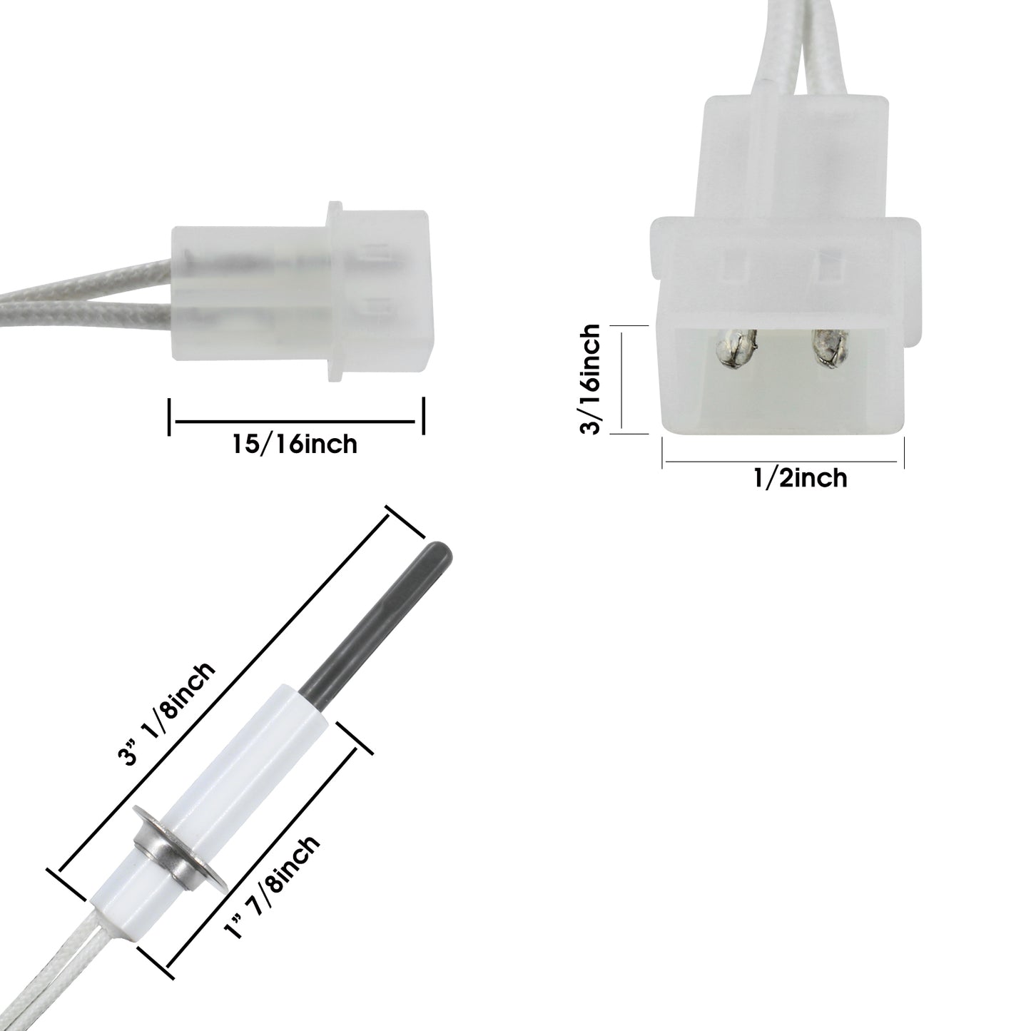 MENSI Silicon Nitride Hot Surface Heating Ignitor Replacement Spare Parts For Forced Air Gas Furnace 120V Igniter with Cable Socket